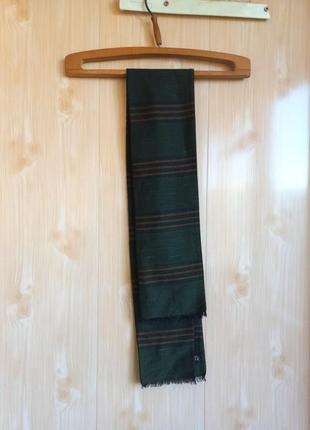 Тонкий шелковый шерстяной шарф классика в полоску3 фото