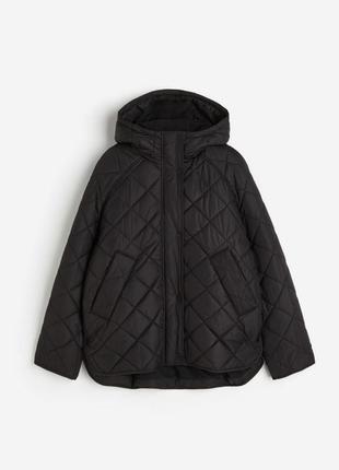 Стеганая куртка h&m с капюшоном