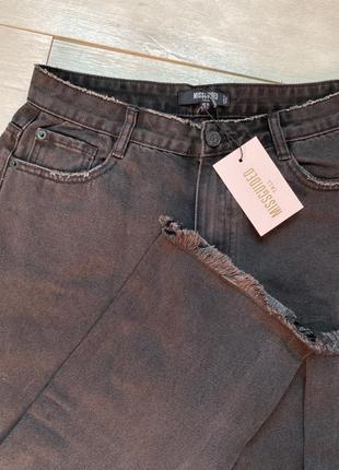 Темно сірі джинси моми з необробленим краєм missguided6 фото