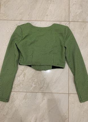 Кроп топ піджак zara зелений жіночий гусячі лапки твідовий8 фото