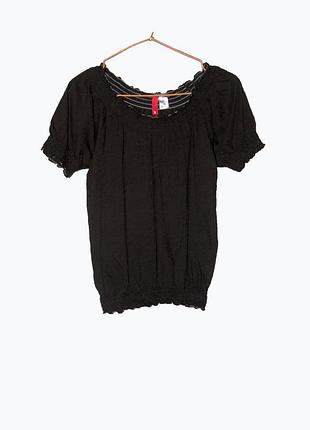 Чорна трикотажна блуза на гумці