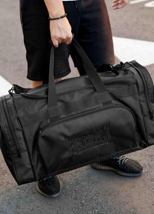 Велика чоловіча спортивна сумка everlast bad на 60 л. чорний логотип/доріжжна сумка2 фото