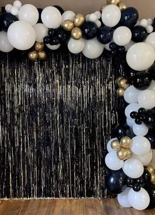 Арка гирлянда гирлянда шарики черный белый золото набор шариков