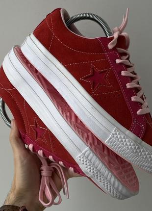 Converse one star замша оригінал кросівки кеди жіночні стильні дівчачі рожеві легкі цікаві ніжні1 фото