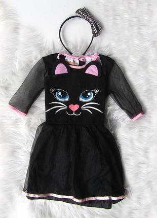 Карнавальний костюм плаття чорна кішка пишна спідниця halloween хелловін1 фото
