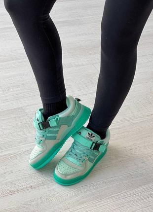 Жіночі замшеві кросівки adidas forum low bad bunny mint5 фото