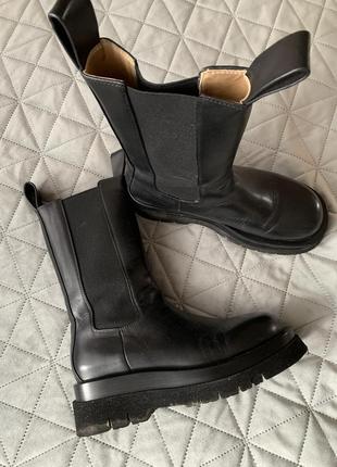 Кожаные сапоги ботинки bottega 38(24,5 cm)