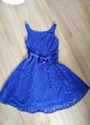 Платье синего цвета f &amp; f красивое ажурное платье1 фото