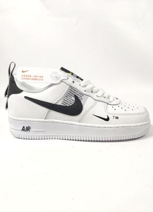 Кроссовки nike air force 1’07lv8 ultra white (бело-черные)