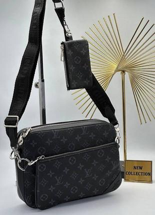 Сумка louis vuitton trio messenger blue textile