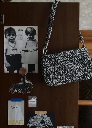 «gray bag», вязаная сумка с карабинами