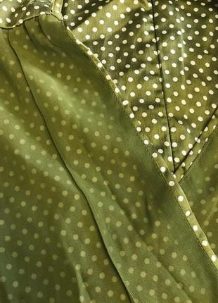 Фисташковое шелковое платье в горошек ax paris сатиновое платье на запах фисташкового цвета6 фото
