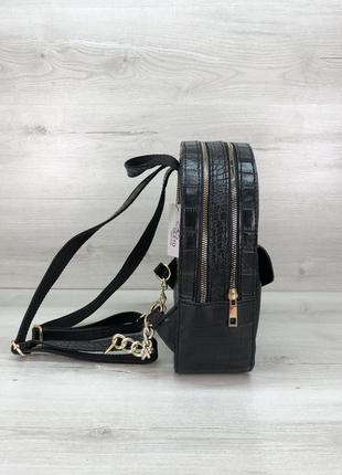 Модный женский черный рюкзак эко-кожа черного цвета4 фото