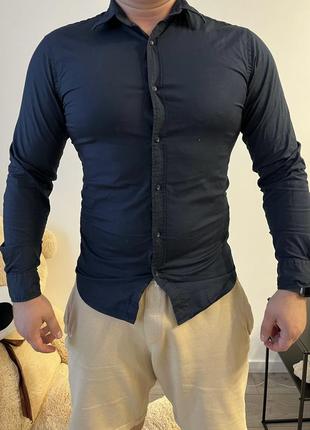 Рубашка мужская синяя