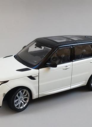 Машинкаwelly range rover sport 1:24 белая металопластик інерція, відчиняються двері, капот