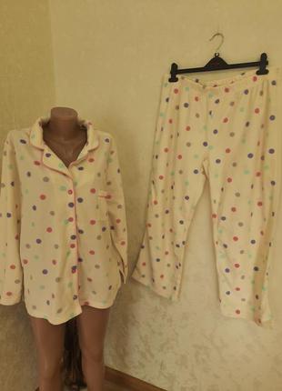 Новая нежная теплая флисовая пижама большой размер sleep7 фото