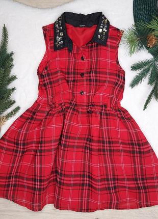 Новорічне плаття 4-5років 6років 110см 116см червона сукня в клітинку