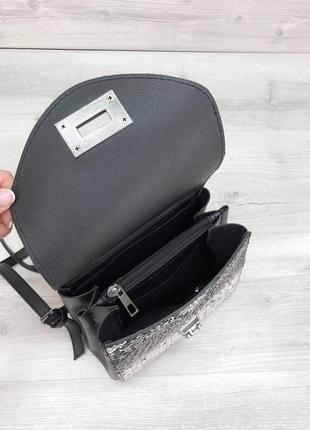 Маленький женский сумка-рюкзак черно-белый2 фото