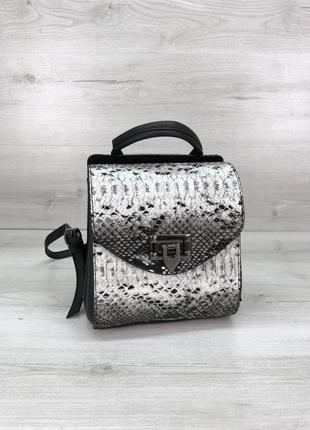 Маленький женский сумка-рюкзак черно-белый1 фото