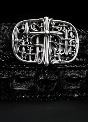 Мужская серебряная пряжка на ремень кельтский крест chrome hearts 117 грамм3 фото