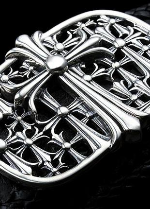 Мужская серебряная пряжка на ремень кельтский крест chrome hearts 117 грамм