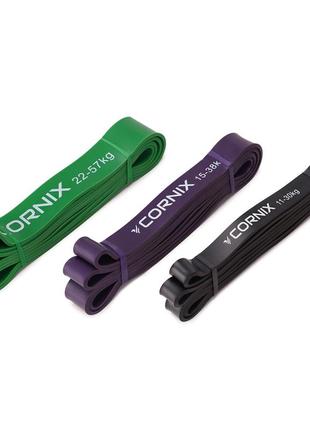 Эспандер-петля cornix power band 11-57 кг (резина для фитнеса и спорта) набор 3 шт xr-0089