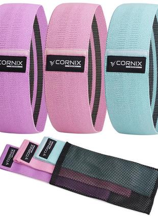 Гумки для фітнесу та спорту тканинні cornix hip band набір 3 шт xr-0048