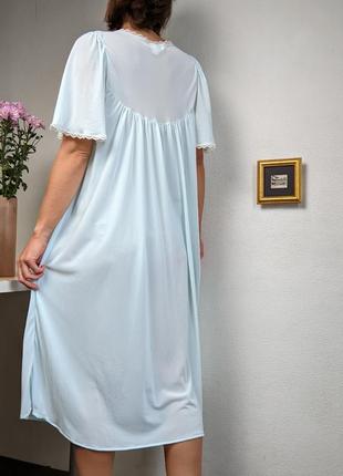 Сорочка ночнушка платье для дома голубое сна кружево миди винтажное8 фото