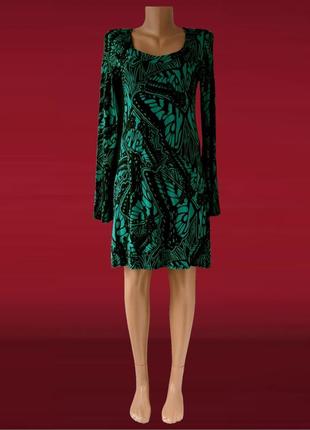 Брендовое вискозное платье "dorothy perkins" зеленое с бабочками. размер uk 12/eur 40.