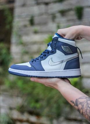 Кросівки nike air jordan retro 1 navy blue/white