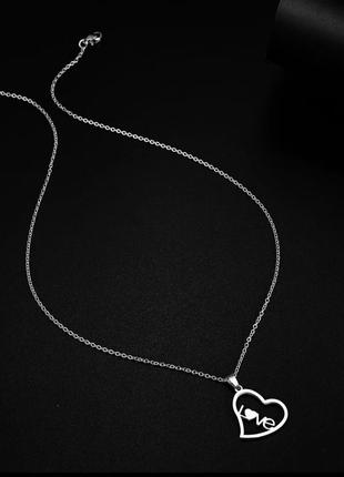 Медсталь підвіска сердечко love нержавіюча сталь медичне срібло купити подарунок фораджо медзолото2 фото
