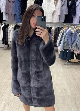 Розкішна норкова шуба графіт