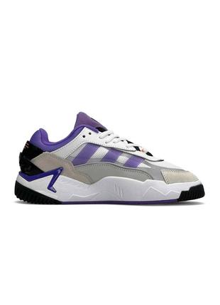 Женские кроссовки adidas originals niteball ll white grey purple1 фото