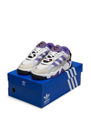 Женские кроссовки adidas originals niteball ll white grey purple5 фото