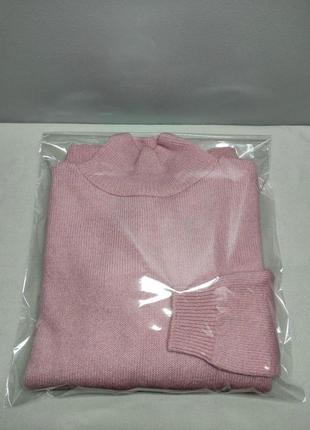 Cвитер вязаный женский тёплый цвет пудра over size свободного фасона со стойким воротником и карманами8 фото
