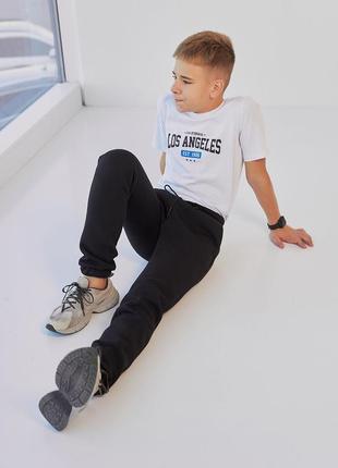 Штани дитячі спортивні теплі флісові з турецької тканини на флісі, унісекс, джогери, чорні