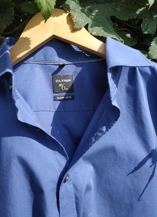 Рубашка olymp шикарного серо-синего цвета1 фото