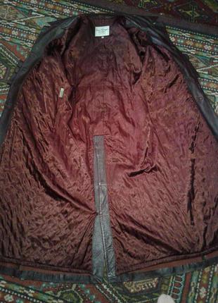 Турция шикарный кожаный плащ-пальто цвета марсала 52-54р3 фото