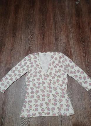 Брендовий стильний светр джемпер на запах  р.14 від  laura ashley квітковий малюнок7 фото