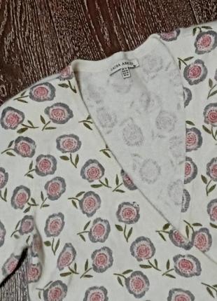 Брендовий стильний светр джемпер на запах  р.14 від  laura ashley квітковий малюнок6 фото