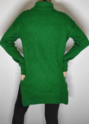 Туника свитер вязаный женский тёплый  over size свободного фасона со стойким воротником2 фото