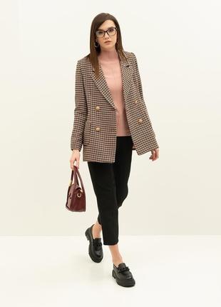 Коричневый пиджак жакет блейзер в гусиную лапку h&m zara