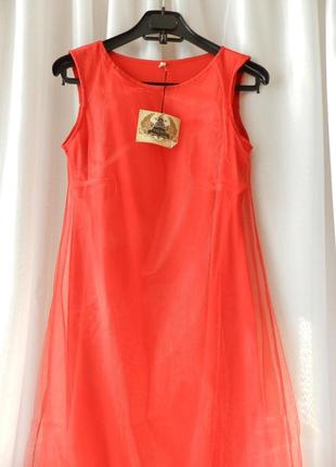 Пишна сукня рюші волан євро сітка фатин подвійний шар фатина трапеція в наявності колір червоний і с3 фото