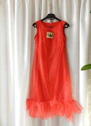 Пишна сукня рюші волан євро сітка фатин подвійний шар фатина трапеція в наявності колір червоний і с1 фото