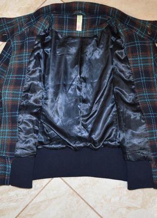 Демисезонное пальто полупальто куртка на молнии с карманами в клетку denim co шерсть7 фото