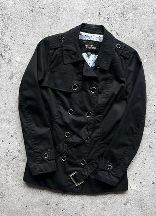 Guess women’s black short trench coat jacket пальто, куртка, тренч4 фото