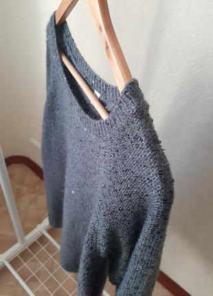 Стальной серый свитер реглан с пайетками s.oliwer в составе есть мохер4 фото