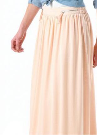 Элегантная юбка  макси длинная шифоновая пудровая пудра с молниями франция2 фото