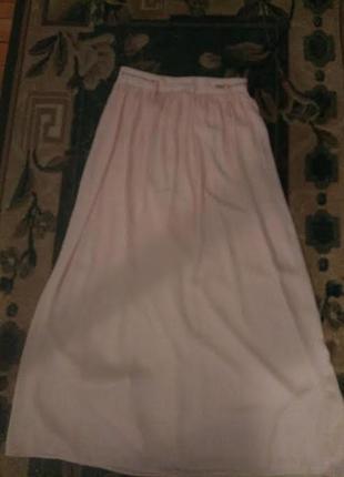 Элегантная юбка  макси длинная шифоновая пудровая пудра с молниями франция3 фото