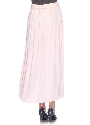 Элегантная юбка  макси длинная шифоновая пудровая пудра с молниями франция6 фото